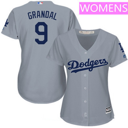 Los Angeles Dodgers #9 Majestic Womens Yasmani Grandal Alternate Limited Cool Base Jersey - Gray