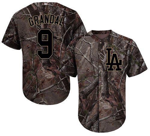 Los Angeles Dodgers #9 Yasmani Grandal Realtree Limited Cool Base Baseball Jersey - Camo