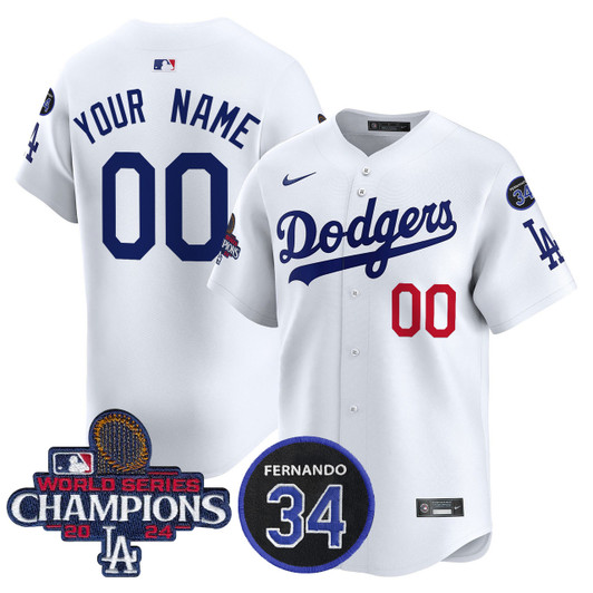 Los Angeles Dodgers 2024 World Series Champions Patch Vapor Premier Limited V2 Custom Jersey
