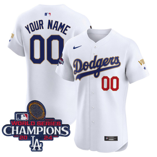 Los Angeles Dodgers 2024 World Series Champions Trim Vapor Premier Elite V3 Custom Jersey - Gold