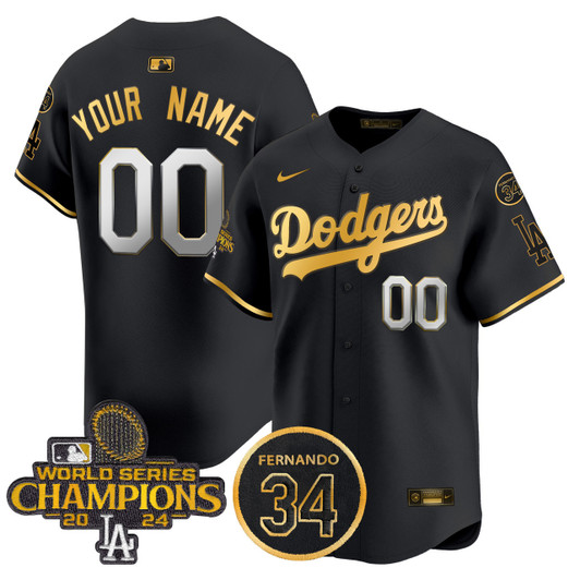 Los Angeles Dodgers 2024 World Series Champions Trim Vapor Premier Limited V2 Custom Jersey - Gold
