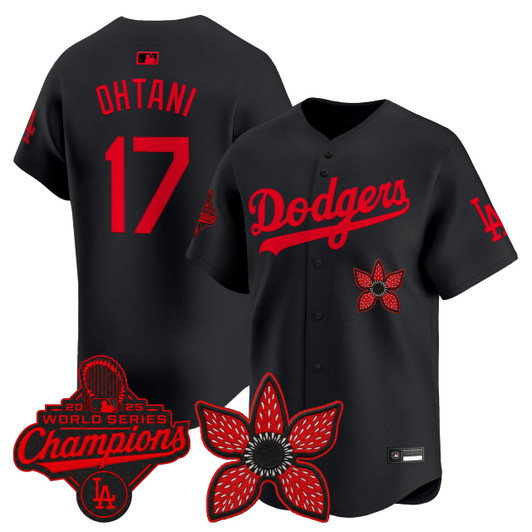 Los Angeles Dodgers 2025 'Stranger Things Edition' Vapor World Series Champions Patch Premier Jersey