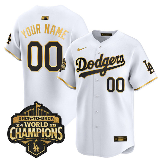 Los Angeles Dodgers 2025 Back To Back Champions Trim Vapor Premier Limited Custom Jersey - Gold