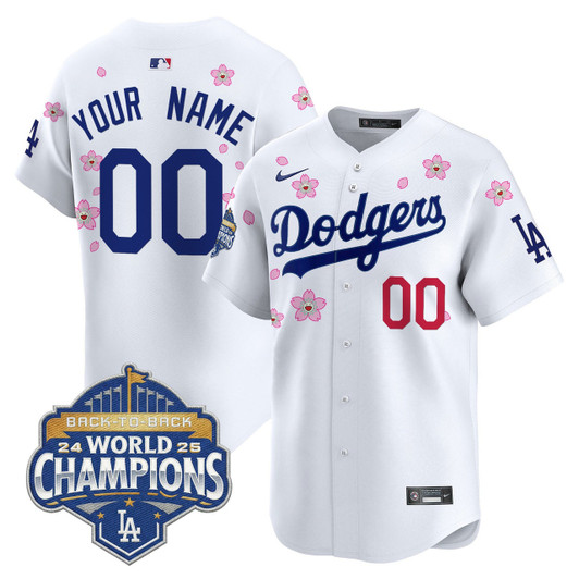 Los Angeles Dodgers 2025 Back To Back Champions X Tokyo Series Vapor Premier Limited Custom Jersey
