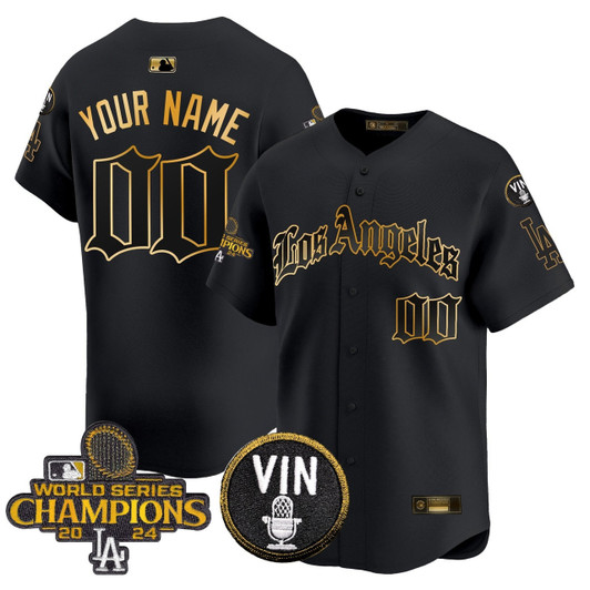 Los Angeles Dodgers 2025 La Gothic Style Vapor Premier Limited Stit Custom Jersey - Gold