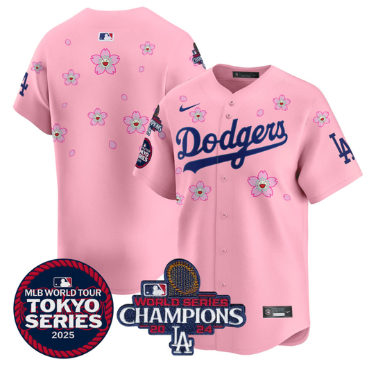 Los Angeles Dodgers 2025 No Name Tokyo Series World Series Champions Patch Cherr Limited Team Jersey