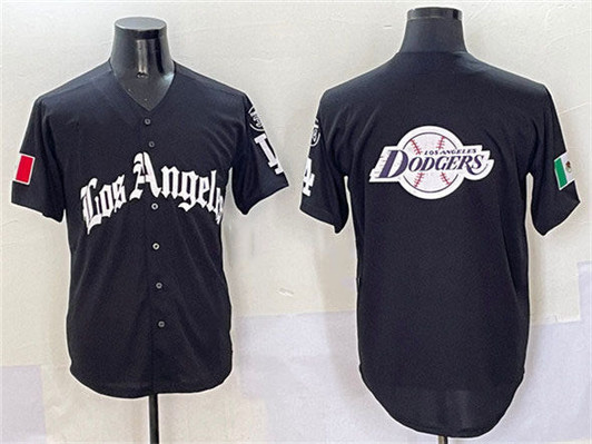 Los Angeles Dodgers 2025 Team Big Logo Mexico La Gothic Style Fernand Limited Jersey - Black