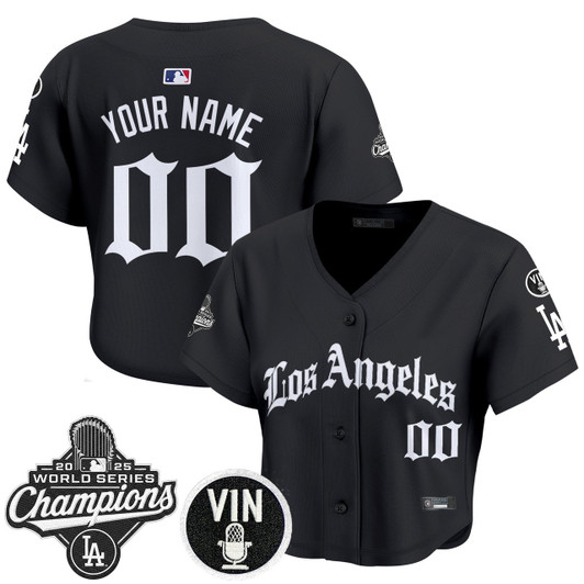 Los Angeles Dodgers 2025 World Series Champions Crop Top Baseball La Gothic Edition Limited Custom Jersey
