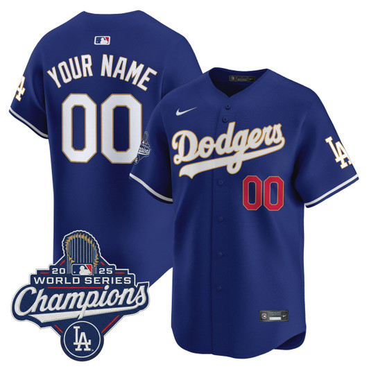 Los Angeles Dodgers 2025 World Series Champions Patch Trim Vapor Premier Limited Custom Jersey - Gold