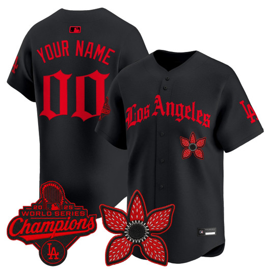 Los Angeles Dodgers 2025 World Series Champions X Stranger Things Vapor Premier Custom Jersey