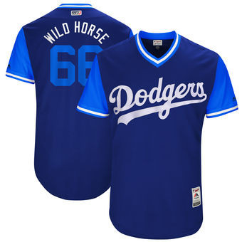 Los Angeles Dodgers Majestic Mens 2017 Yasiel Puig Wild Horse Players Weekend Authentic Jersey - Royal