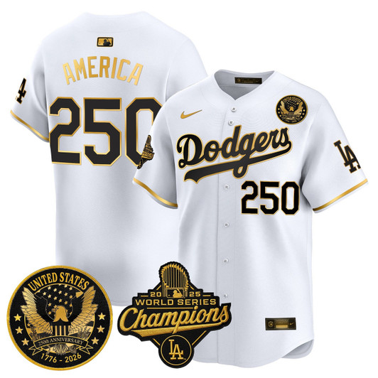 Los Angeles Dodgers Men 2025 World Series Champions America 250Th Patch Vapor Premier Limited Jersey