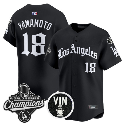 Los Angeles Dodgers Men 2025 World Series Champions Vapor Premier La Gothic Edition Limited Jersey