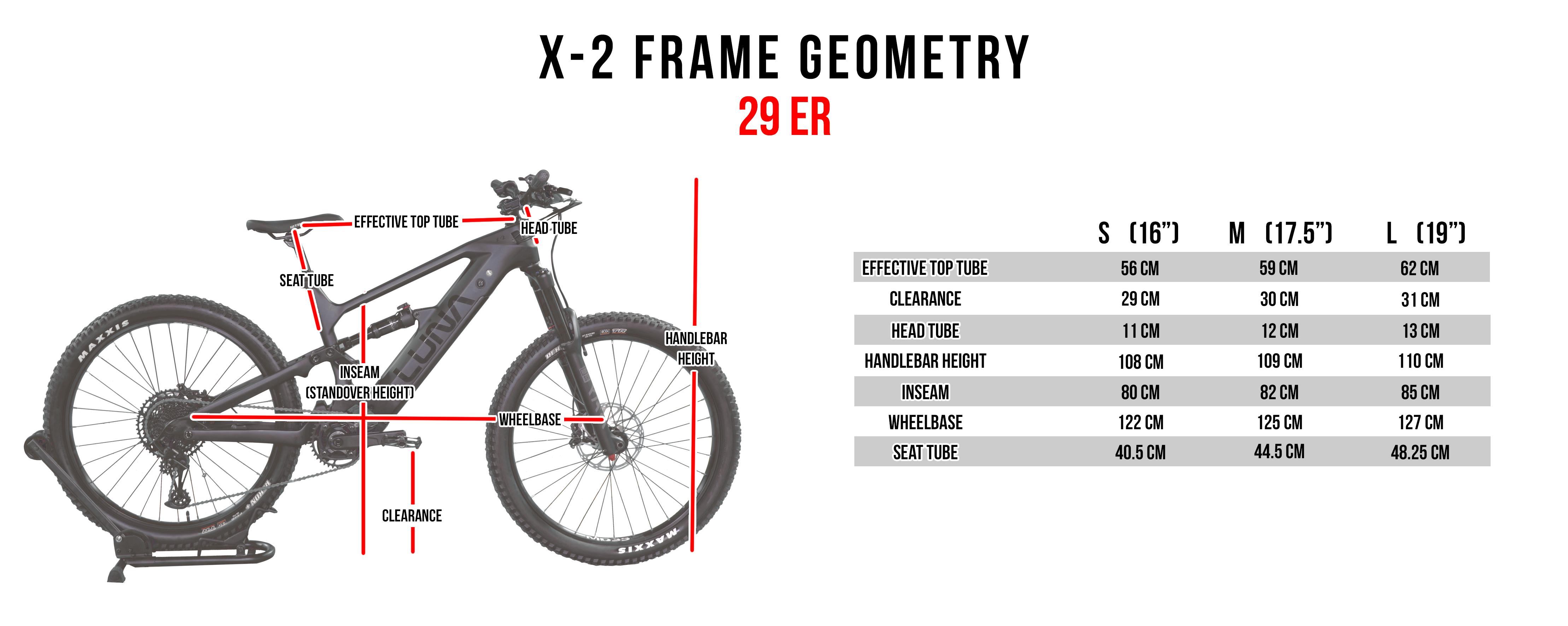 X2 29er Frame Geometry
