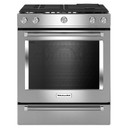 KitchenAid® 30-Inch 5-Burner Dual Fuel Convection  Front Control Range with Baking Drawer YKSDB900ESS