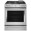KitchenAid® 30-Inch 5-Burner Dual Fuel Convection  Front Control Range with Baking Drawer YKSDB900ESS