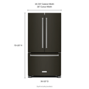 Kitchenaid® 25 Cu. Ft. 36-Width Standard Depth French Door Refrigerator with Interior Dispense and PrintShield™ Finish KRFF305EBS