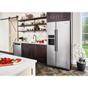 Kitchenaid® 22.6 cu ft. Counter-Depth Side-by-Side Refrigerator with Exterior Ice and Water and PrintShield™ finish KRSC703HPS