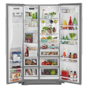 Kitchenaid® 22.6 cu ft. Counter-Depth Side-by-Side Refrigerator with Exterior Ice and Water and PrintShield™ finish KRSC703HPS