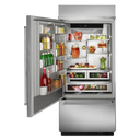 Kitchenaid® 20.9 Cu. Ft. 36 Width Built-In Stainless Bottom Mount Refrigerator with Platinum Interior Design KBBL306ESS