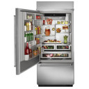 Kitchenaid® 20.9 Cu. Ft. 36" Width Built-In Stainless Bottom Mount Refrigerator with Platinum Interior Design KBBL306ESS