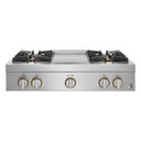 Jennair® 36" RISE™ Gas Professional-Style Rangetop with Chrome-Infused Griddle JGCP536HL