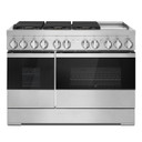 Jennair® NOIR™ 48" Dual-Fuel Professional-Style Range with Chrome-Infused Griddle and Steam Assist JDSP548HM