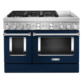 KitchenAid® 48'' Smart Commercial-Style Dual Fuel Range with Griddle KFDC558JIB