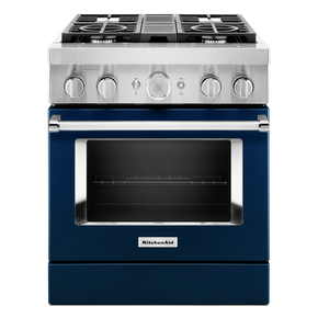 KitchenAid® 30'' Smart Commercial-Style Dual Fuel Range with 4 Burners KFDC500JIB