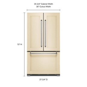 Kitchenaid® 22 cu.ft. 36-Inch Width Counter Depth Panel Ready with Interior Dispense French Door Refrigerator KRFC302EPA