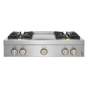 Jennair® 36" RISE™ Gas Professional-Style Rangetop with Chrome-Infused Griddle JGCP536HL