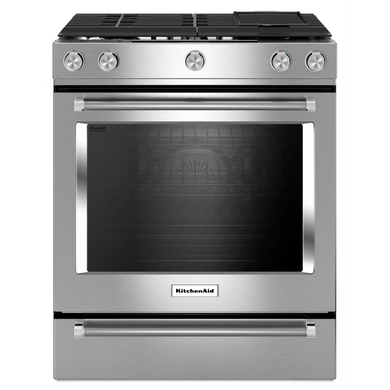 Kitchenaid® Cuisinière bi-combustible et à convection, commandes frontales, 5 brûleurs, 30 po YKSDB900ESS