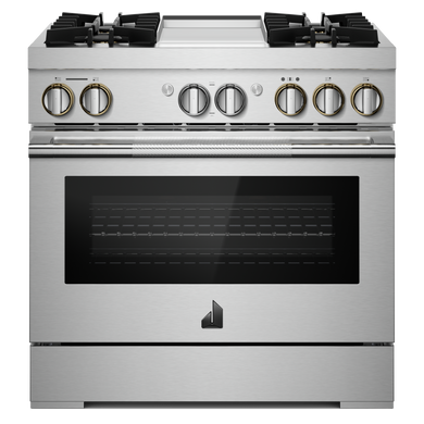 Jennair® RISE™ 36 Dual-Fuel Professional Range with Chrome-Infused Griddle and Steam Assist JDSP536HL