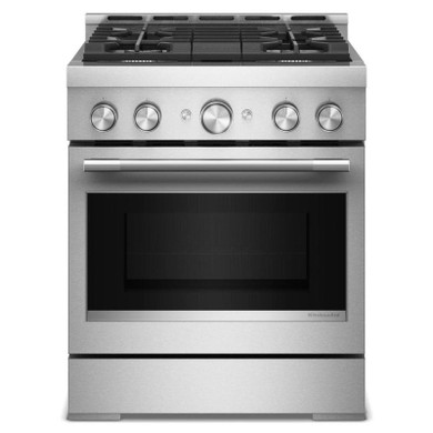 KitchenAid® 30-Inch 4 Burner Commercial-Style Gas Range with No Preheat Air Fry Mode KFGS930SSS