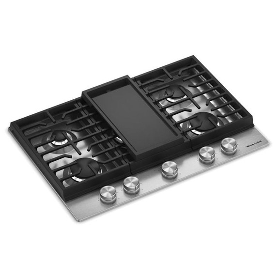 Kitchenaid® Gas-on-Metal Cooktop with an Integrated Wok Grate and CookShield™ Finish KCGK730SSS