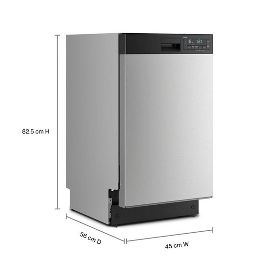 Whirlpool® 18" Stainless Steel Dishwasher with Half Load Cycle and Triple Spray Arms - 48 dBA WDFS5118SS