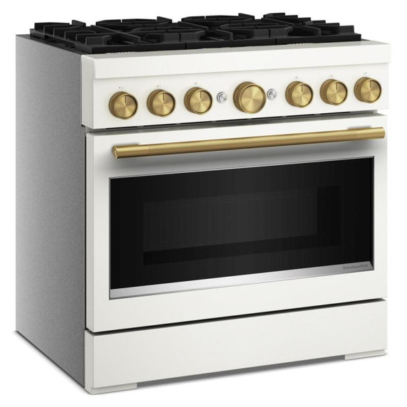 Kitchenaid® 36-Inch 6 Burner Commercial-Style Dual Fuel Range with No Preheat Air Fry Mode KFDS936SPL