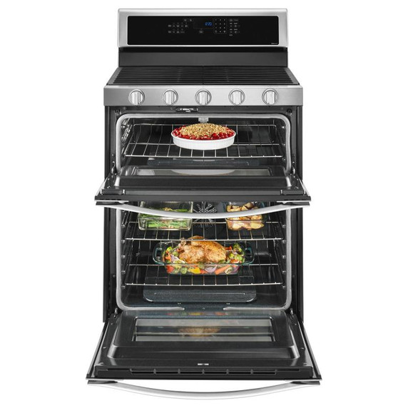 Whirlpool® 6.0 Cu. Ft. Gas Double Oven Range with Center Oval Burner WGG745S0FS