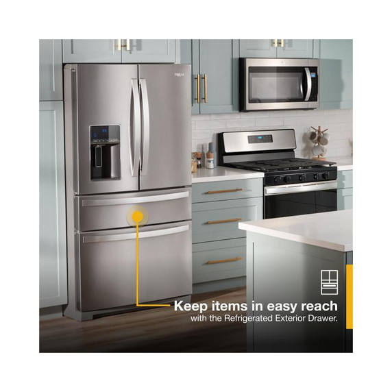 Whirlpool® 36-inch Wide 4 Door Refrigerator with Prep and Store Bins - 26 Cu. Ft. WRMF7736PZ