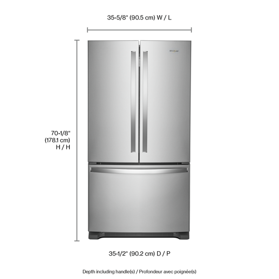 Whirlpool® 36-inch Wide French Door Refrigerator with Water Dispenser - 25 cu. ft. WRF535SWHZ