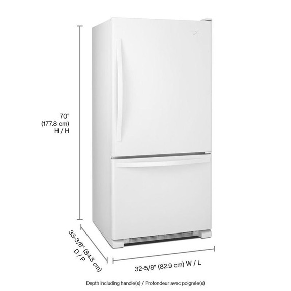 Whirlpool® 22 cu. ft. Bottom-Freezer Refrigerator with Freezer Drawer WRB322DMBW