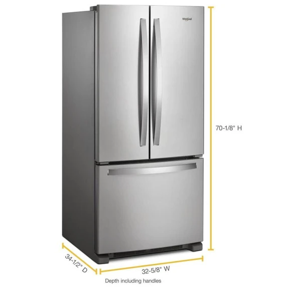 Whirlpool® 33-inch Wide French Door Refrigerator - 22 cu. ft. WRFF5333PZ