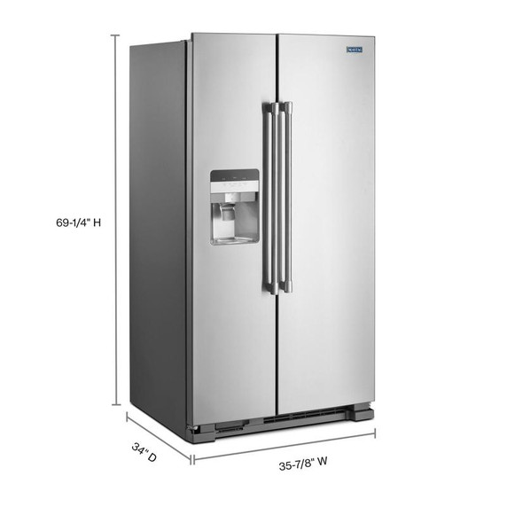 Maytag® 36-Inch Wide Side-by-Side Refrigerator with Exterior Ice and Water Dispenser - 25 Cu. Ft. MSS25C4MGZ