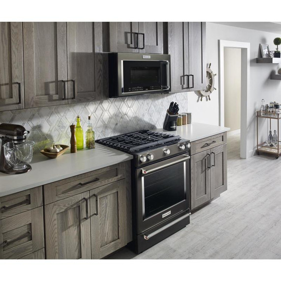 Kitchenaid® 30-Inch 5-Burner Gas Slide-In Convection Range KSGG700EBS