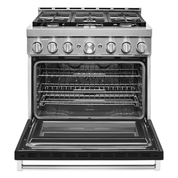 KitchenAid® 36'' Smart Commercial-Style Gas Range with 6 Burners KFGC506JBK