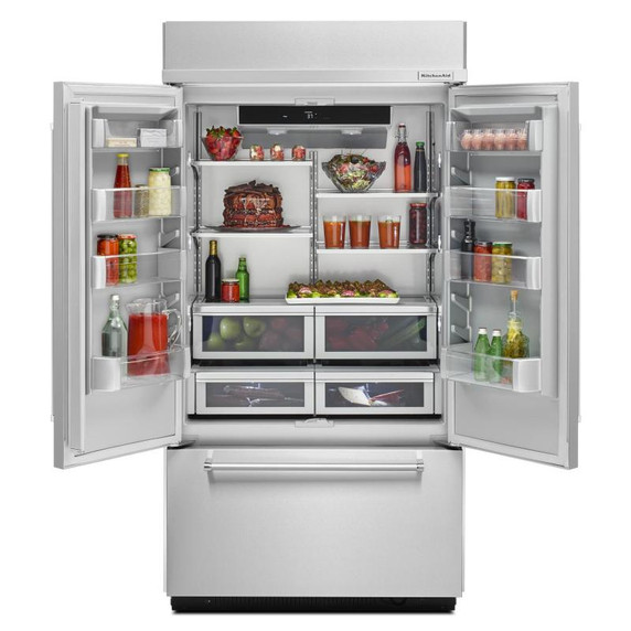 Kitchenaid® 24.2 Cu. Ft. 42" Width Built-In Panel Ready French Door Refrigerator with Platinum Interior Design KBFN502EPA