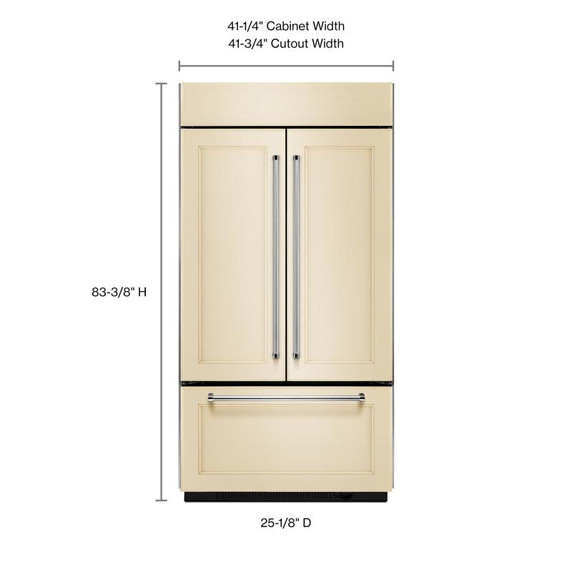 Kitchenaid® 24.2 Cu. Ft. 42" Width Built-In Panel Ready French Door Refrigerator with Platinum Interior Design KBFN502EPA