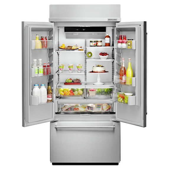 Kitchenaid® 20.8 Cu. Ft. 36 Width Built In Stainless Steel French Door Refrigerator with Platinum Interior Design KBFN506ESS