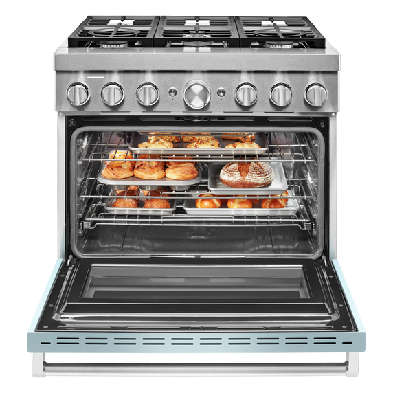 KitchenAid® 36'' Smart Commercial-Style Dual Fuel Range with 6 Burners KFDC506JMB