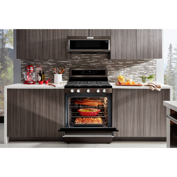 Kitchenaid® 30-Inch 5-Burner Gas Convection Range KFGG500EBS